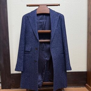 Suitsupply Blue Alpaca Cotton Coat